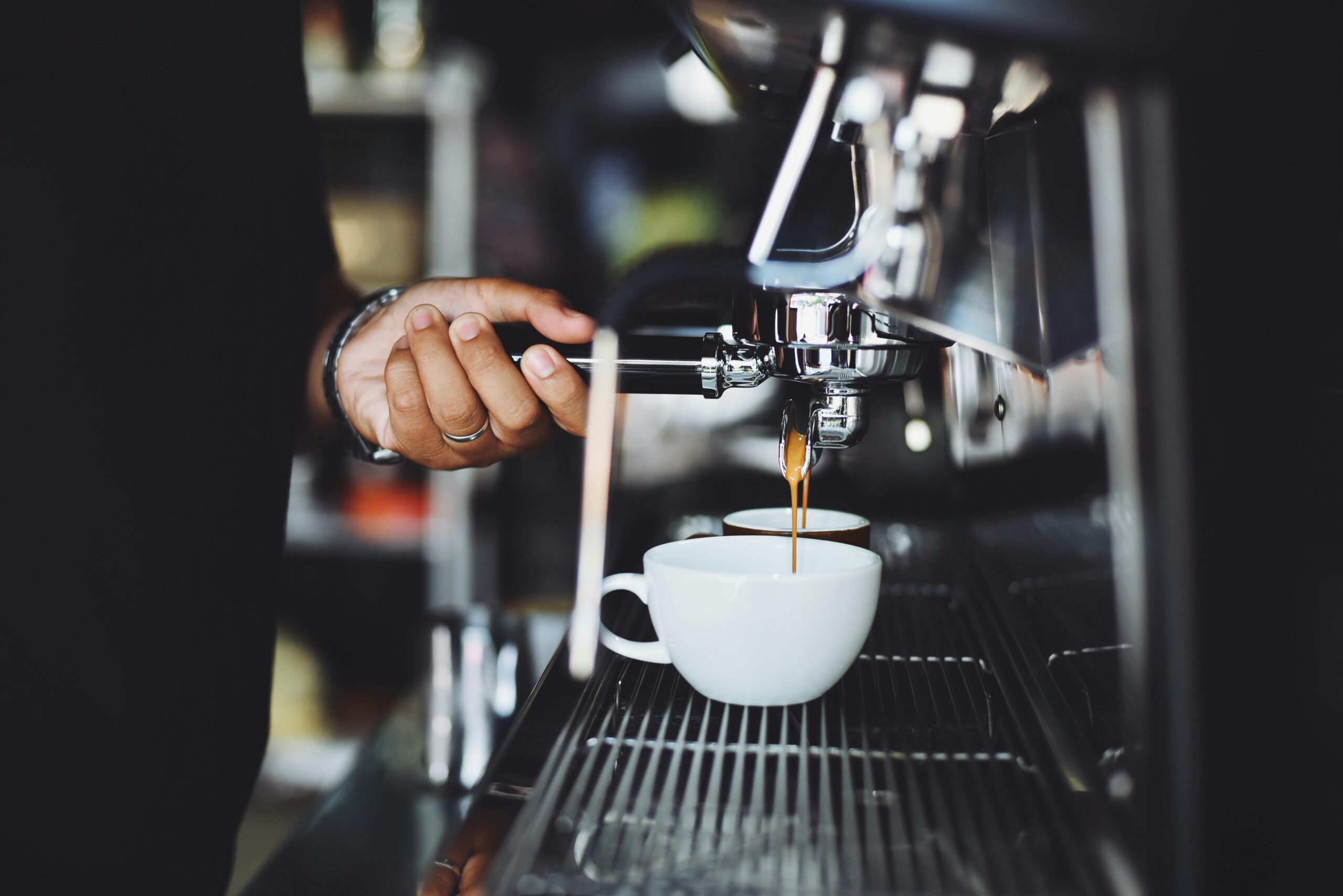 Barista preparing espresso