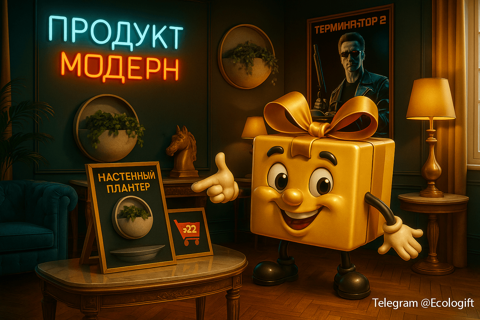 Настенное кашпо с бетонной фактурой