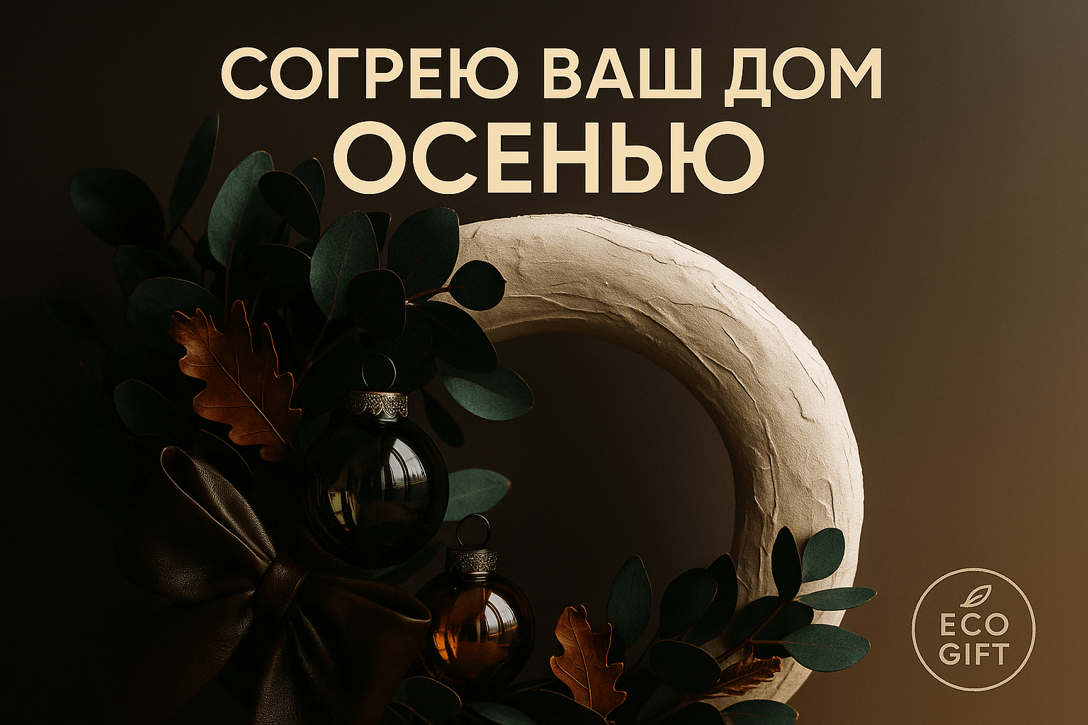 Осенний венок на дверь: 5 шагов с гипсовой основой