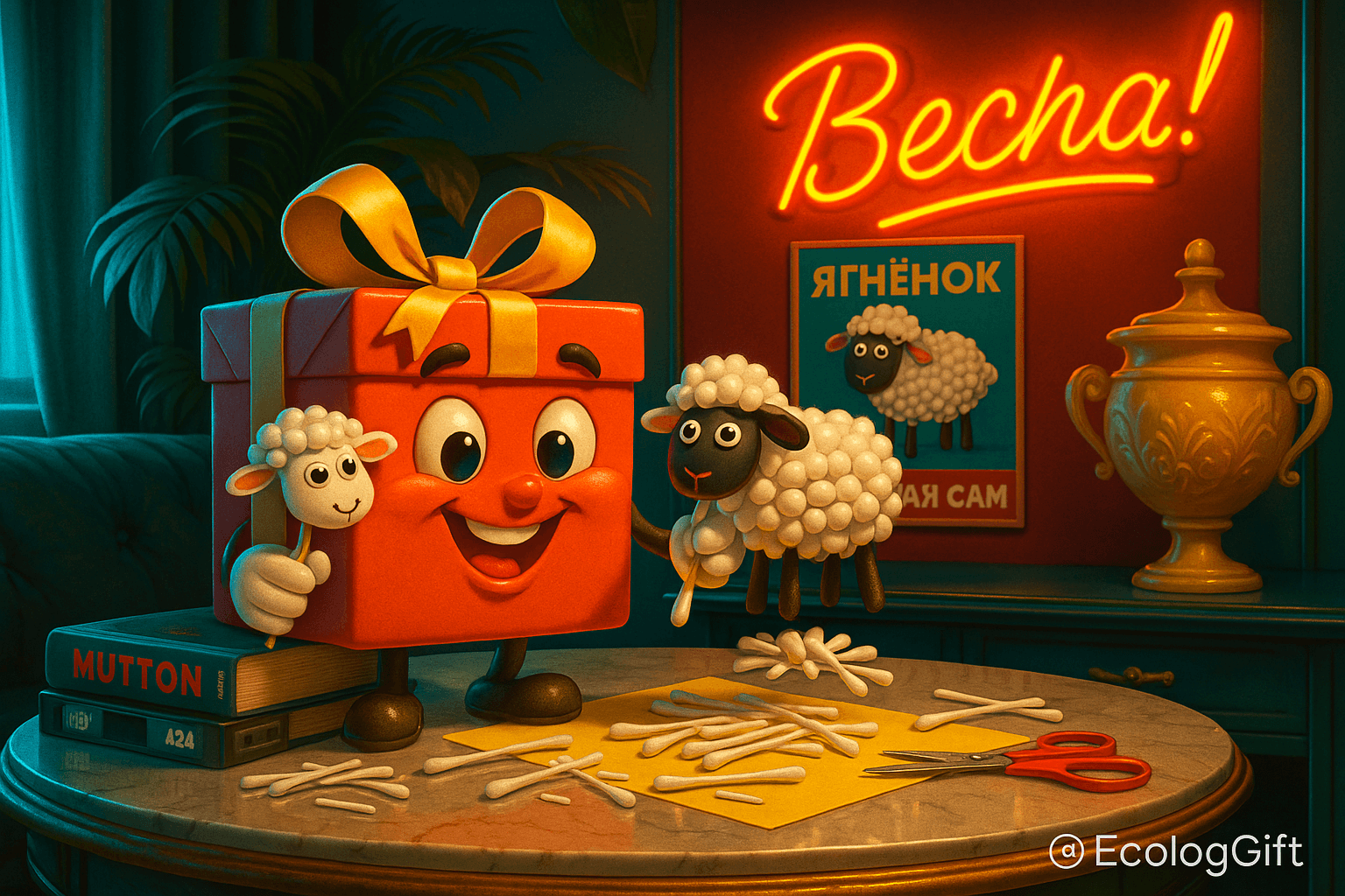 Лёгкая поделка: овечка из ватных палочек за 15 минут