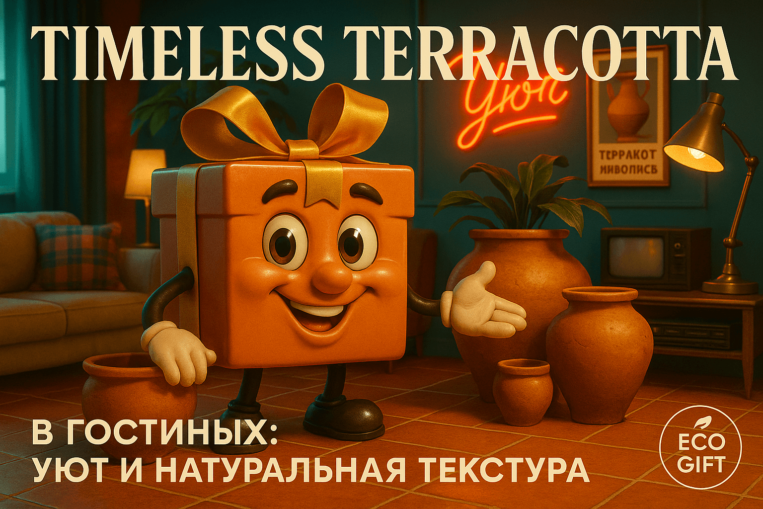 Терракота в гостиной: уют и натуральная текстура