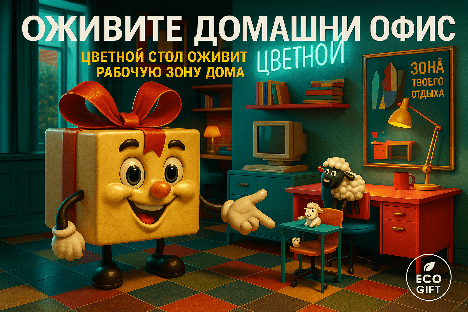 Цветной стол оживит рабочую зону дома