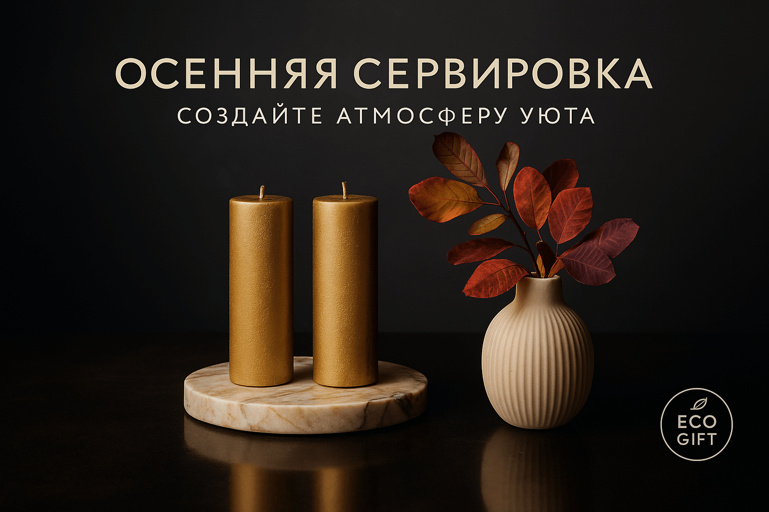 Осенняя сервировка стола: 5 идей с листьями и свечами