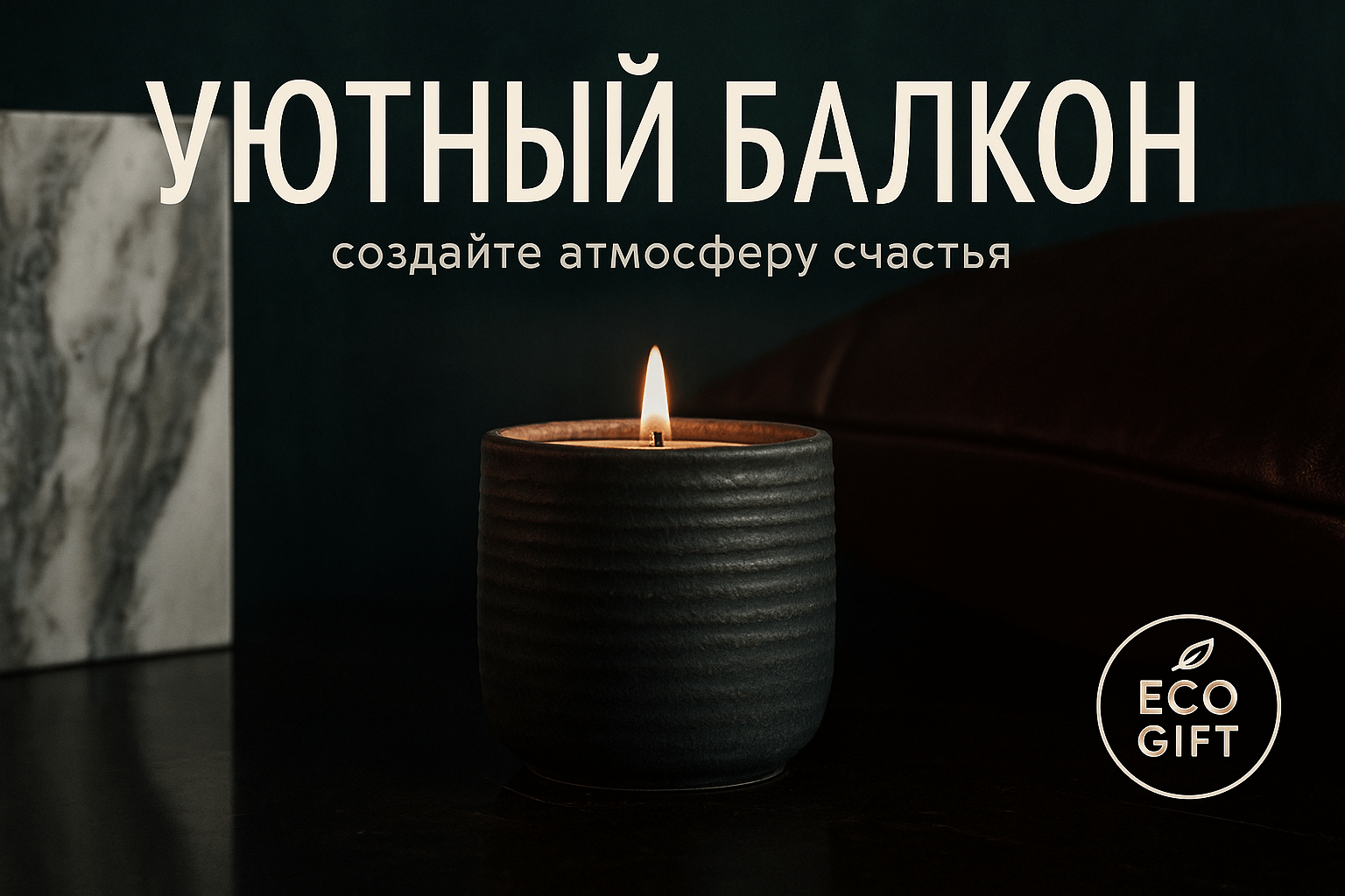 Интерьер балкона: арома-свечи и текстиль для уюта