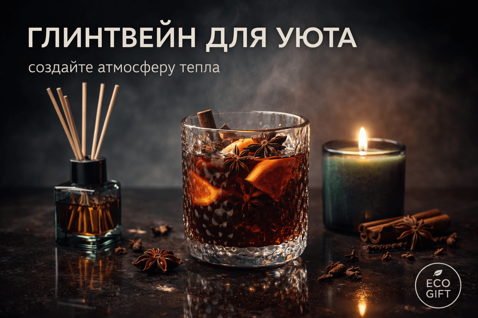 Глинтвейн: аромат диффузора и свечи для уюта